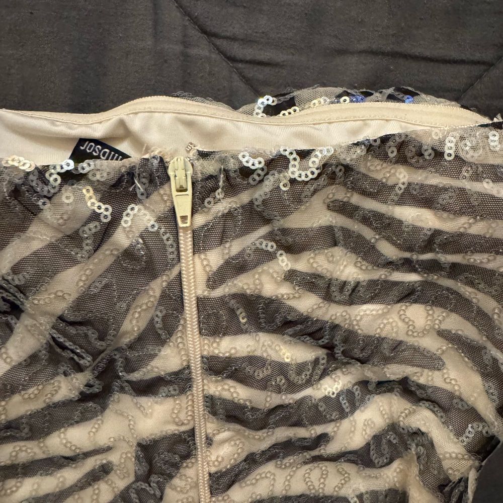 Windsor Edgy Shine Sequin Zebra Print Mini Tube Dress - Picture 12 of 14